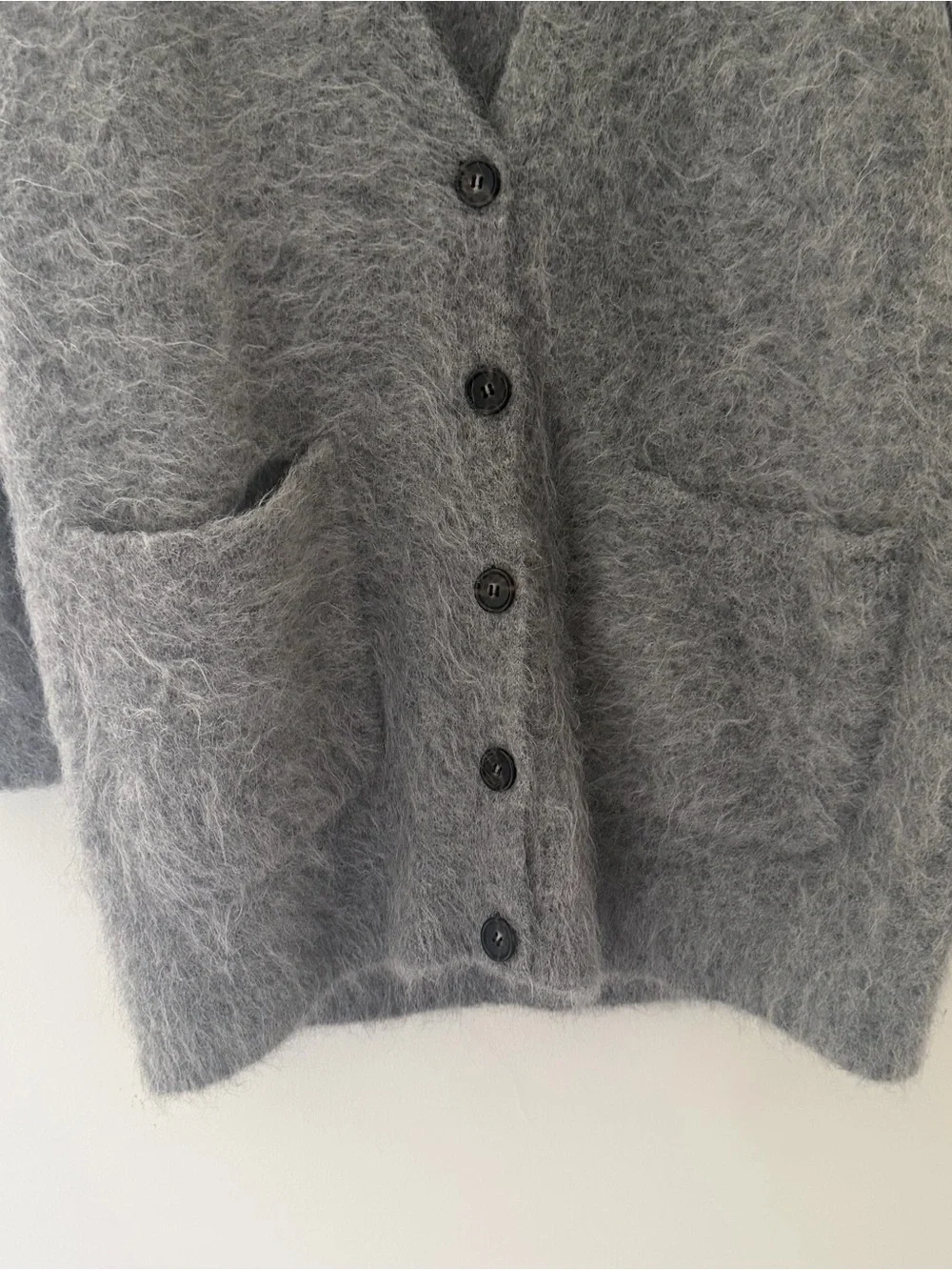 J Crew Alpaca Cardigan Gray Oversized Size Medium Fuzzy Quiet Luxury Minimalist